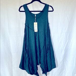 NWT VIGORELLA teal colored merino wool blend patchwork dress. Size S/M.
